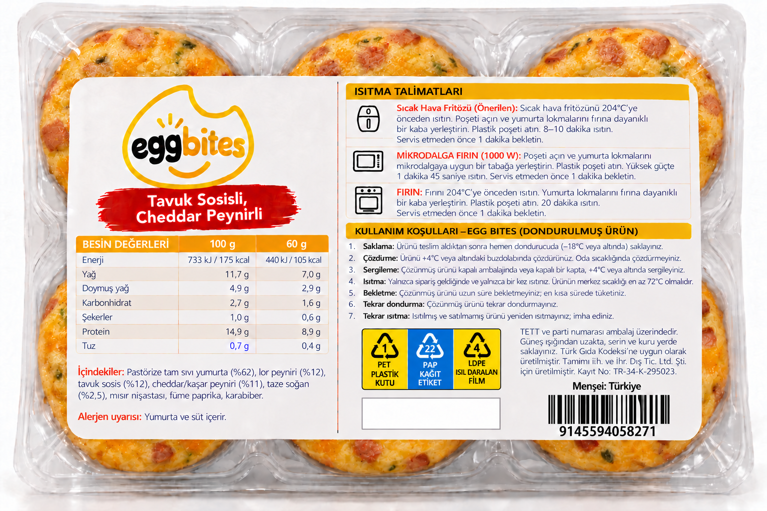 Chicken Sausage & Cheddar Egg Bites package back