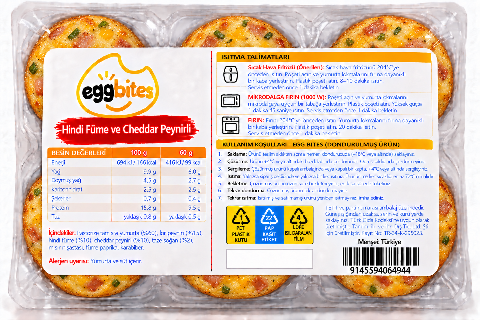 Smoked Turkey & Cheddar Egg Bites package back