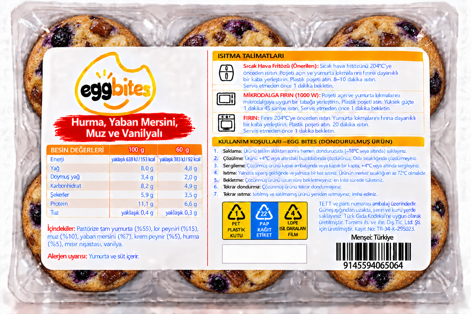 Date, Blueberry, Banana & Vanilla Egg Bites package back