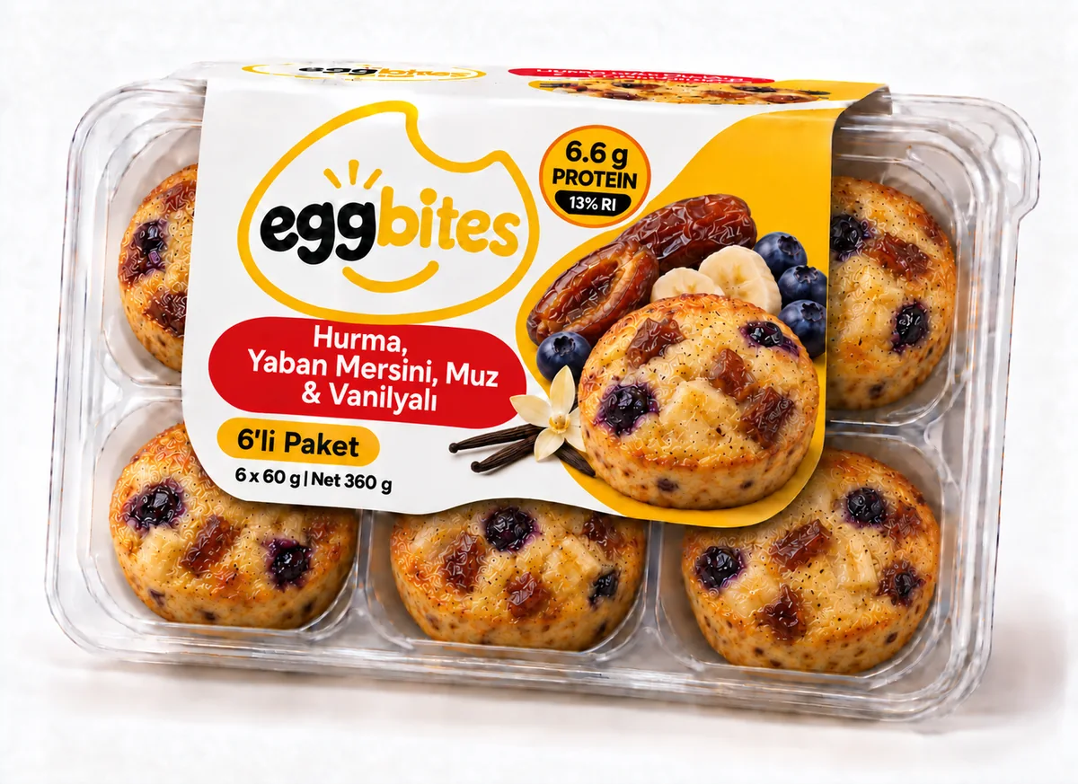 Date, Blueberry, Banana & Vanilla Egg Bites pack front